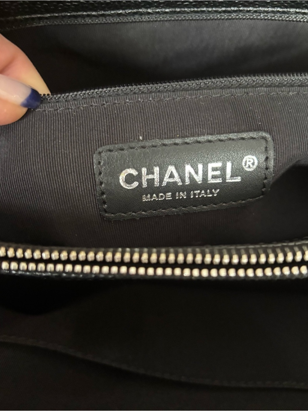 CHANEL NWT Grand Shopping Tote Black Quilted Caviar Leather W/Chain-Strap Handle - Picture 5 of 14
